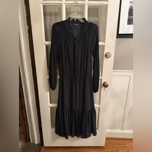 Lauren Ralph Lauren Black Ling Sleeve Polka Dot Dress